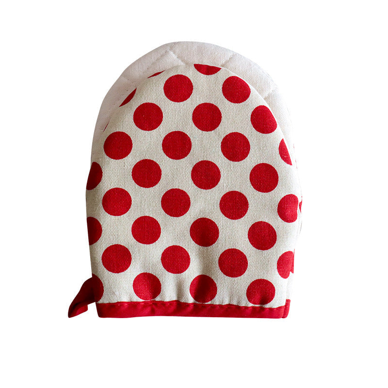 Cotton Mini Oven Mitt – 18 × 14 cm Striped and Polka Dot Heat-Resistant Pot Holder with Hanging Loop