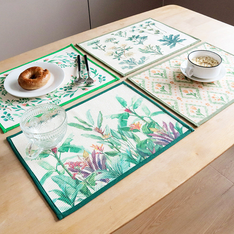 Printed Fabric Table Mat, Thick Rectangle Placemat and Drying Mat