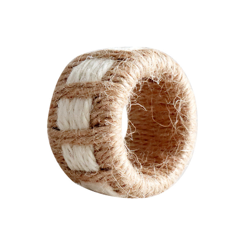 Handwoven Linen Napkin Ring, Rustic Rope Table Decor