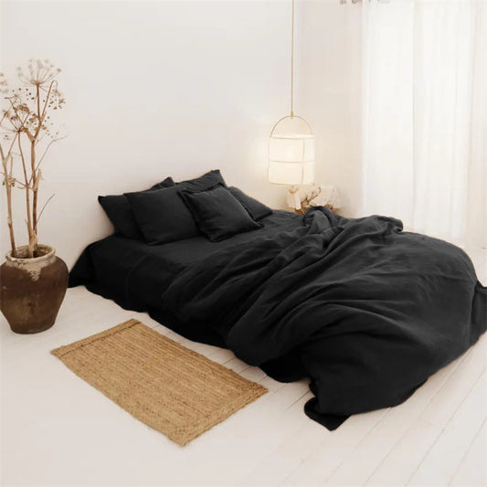 Washed Linen 4-Piece Bedding Set - Dusk Blue