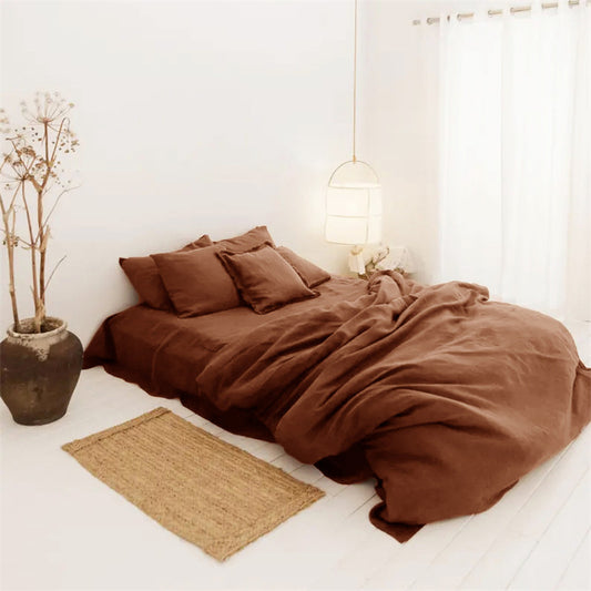 Washed Linen 4-Piece Bedding Set - Lavender