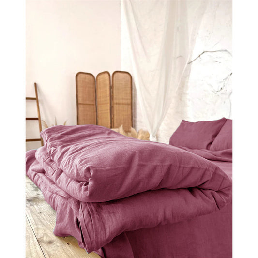 Premium Washed Linen 4-Piece Bedding Set | Sky Blue