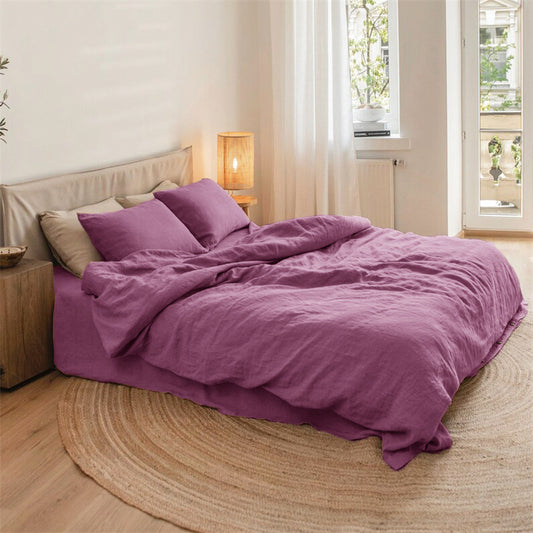 Washed Linen 4-Piece Bedding Set - Mustard Yellow