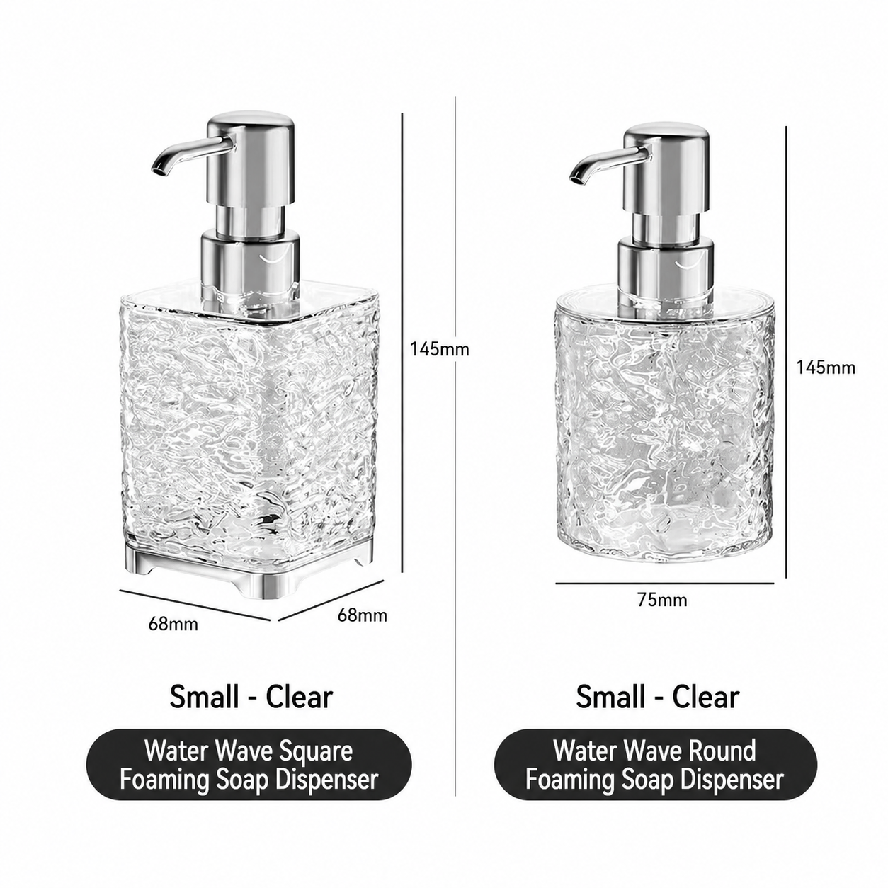Ocean Ripple Foaming Dispenser Bottle, Luxury Wave Texture Soap Foam Pump, Refillable Bathroom Skincare Container