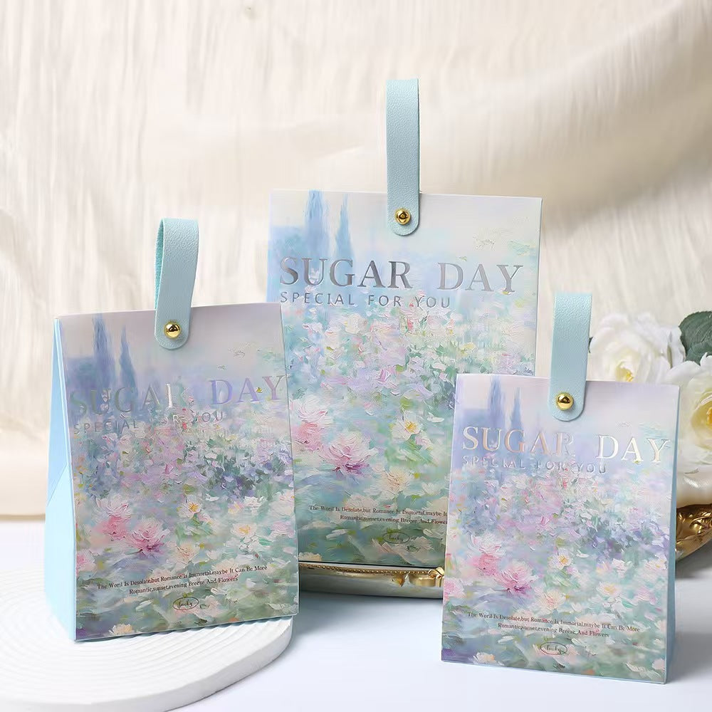 Oil Painting Style Candy Gift Bag Paper Handle Party Bag
