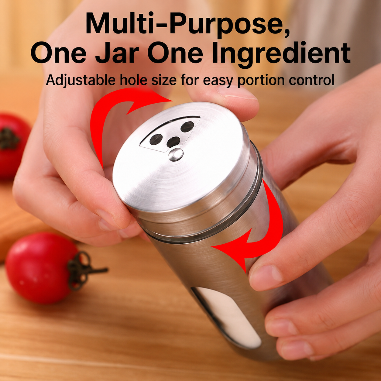 Stainless Steel Glass Spice Jar – Adjustable Seasoning Shaker