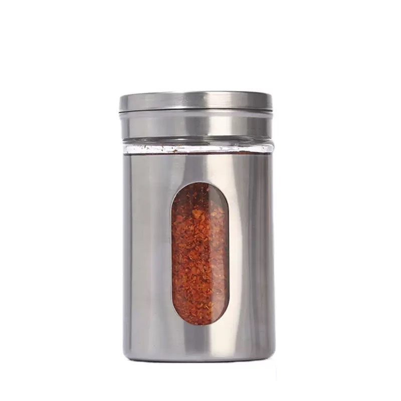 Stainless Steel Glass Spice Jar – Adjustable Seasoning Shaker