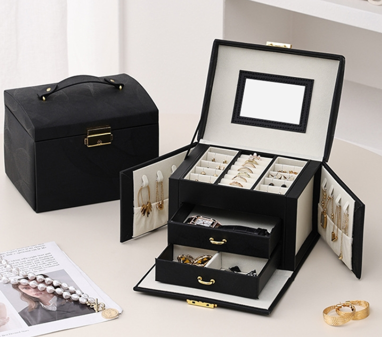 Luxury Jewelry Box – Multi-Layer Jewelry Organizer with Mirror
