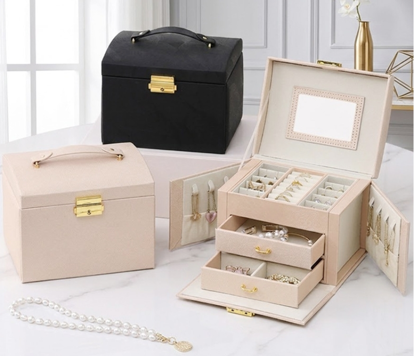 Luxury Jewelry Box – Multi-Layer Jewelry Organizer with Mirror