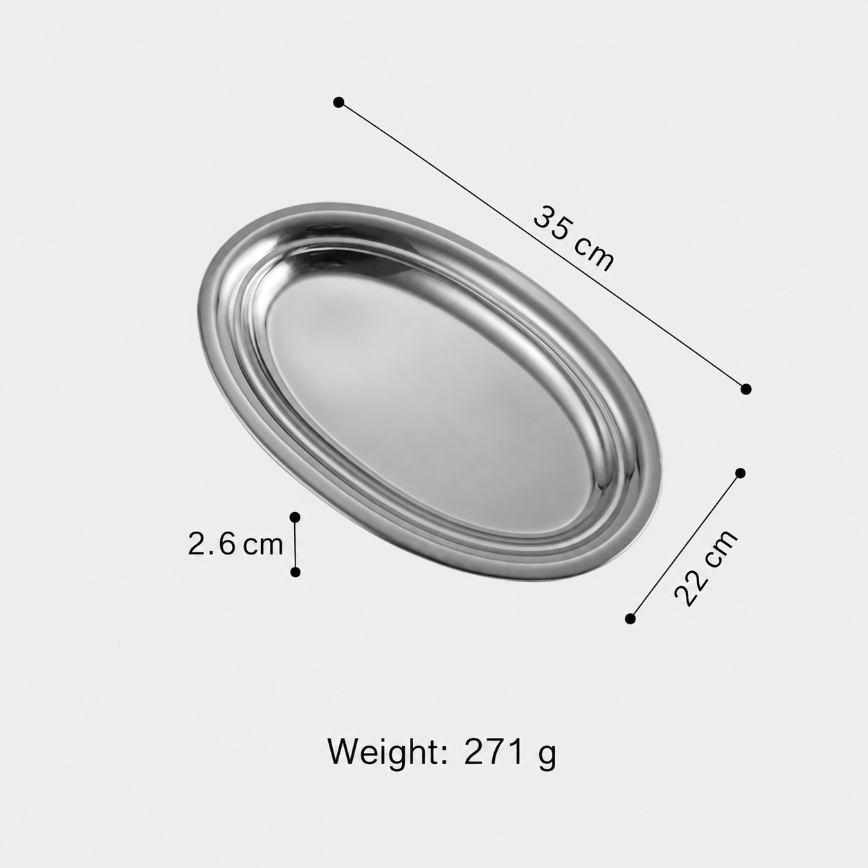 Stainless Steel Oval Serving Tray – Polished Decorative Metal Tray for Jewelry, Dessert, Table Display
