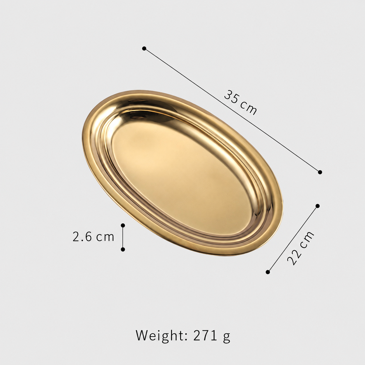 Stainless Steel Oval Serving Tray – Polished Decorative Metal Tray for Jewelry, Dessert, Table Display