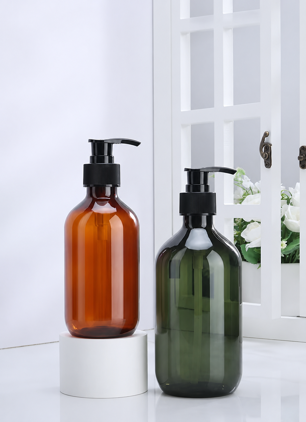 500ml PET Plastic Pump Lotion Bottle with PP Pump Dispenser