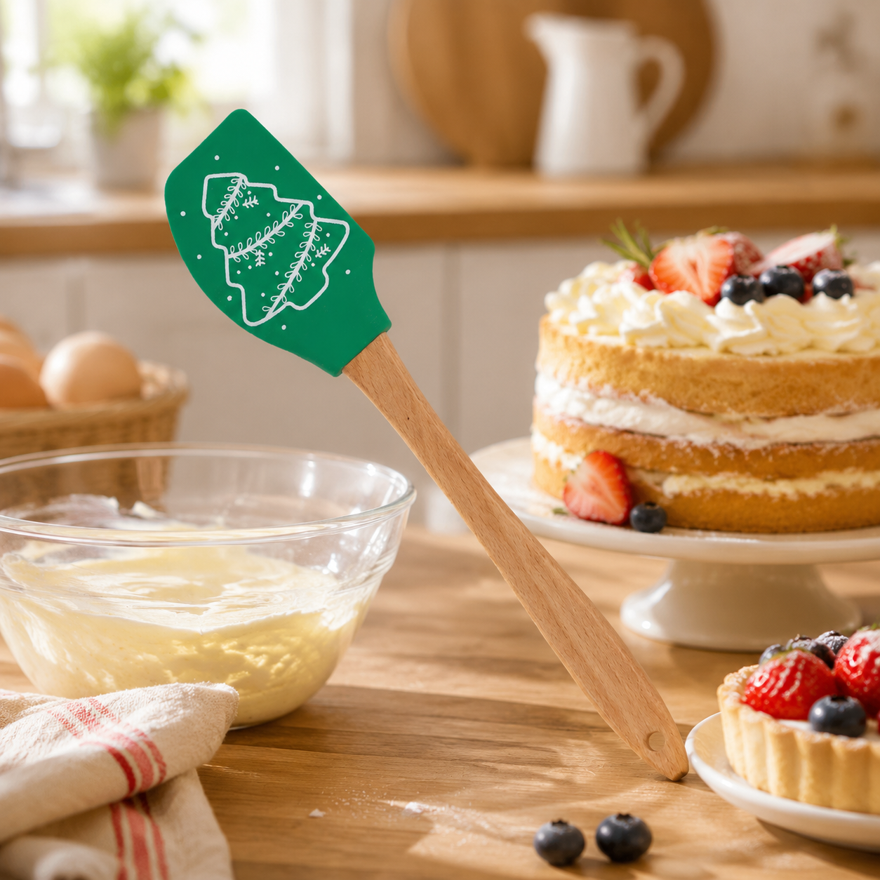 Christmas Silicone Spatula with Beech Wood Handle