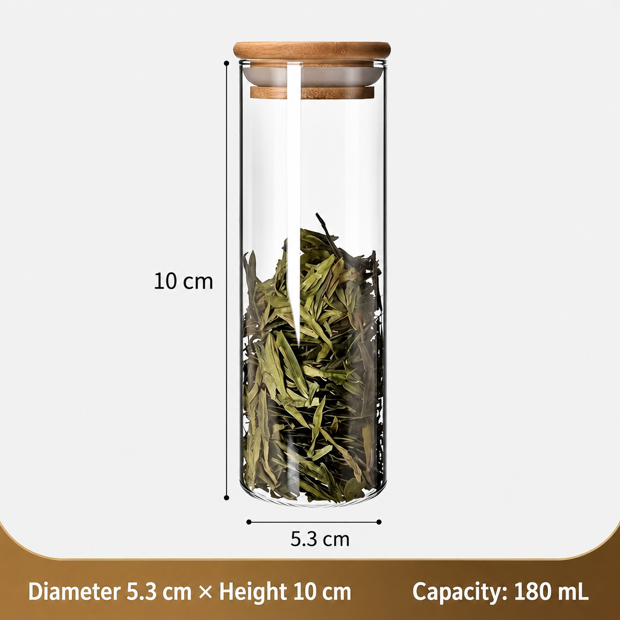 Glass Storage Canister with Bamboo Lid – Airtight Clear Glass Jar for Tea, Spices & Dry Food