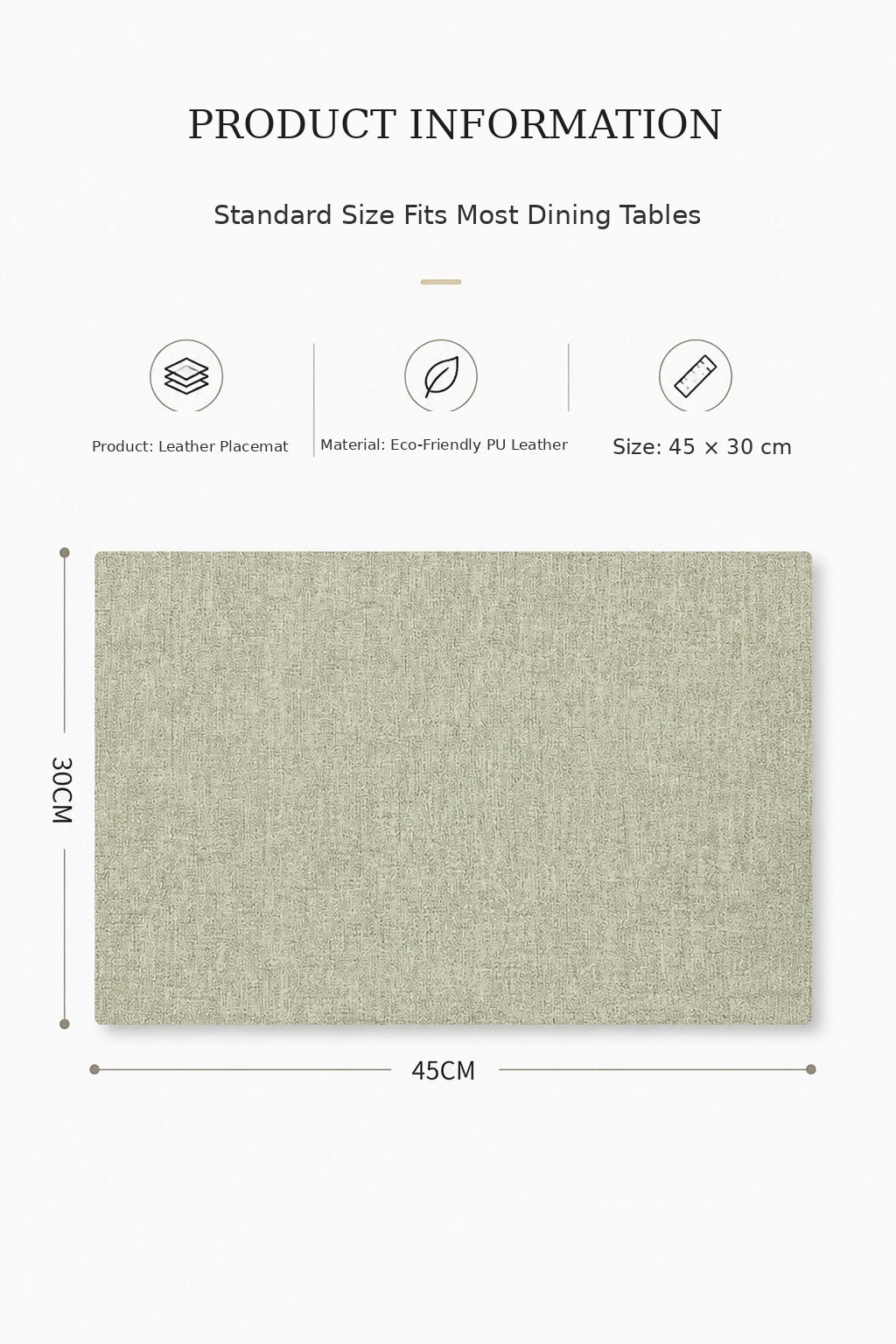 Textured PU Leather Placemat – Waterproof Oilproof Heat Resistant Reversible Dining Table Mat