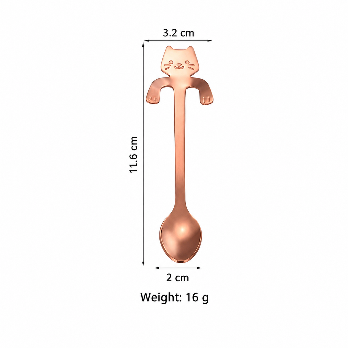 Cute Cat Hanging Spoon – Stainless Steel Coffee & Dessert Spoon with Cup Rim Hook for Tea, Drinks & Café Serving