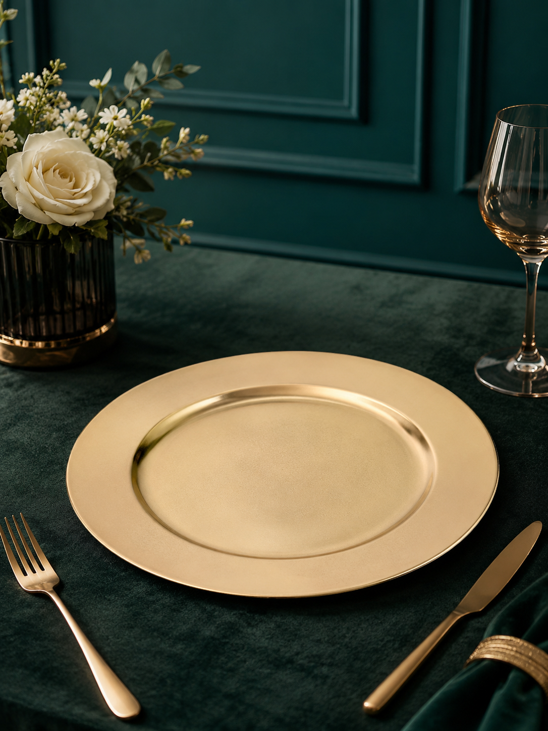 Gold Plastic Charger Plate Easy Clean Non-Toxic Decor Table Plate