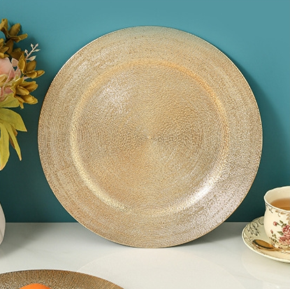 Gold Plastic Charger Plate Easy Clean Non-Toxic Decor Table Plate