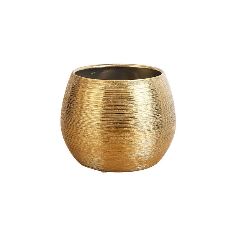 Luxury Gold Striped Ceramic Flower Pot