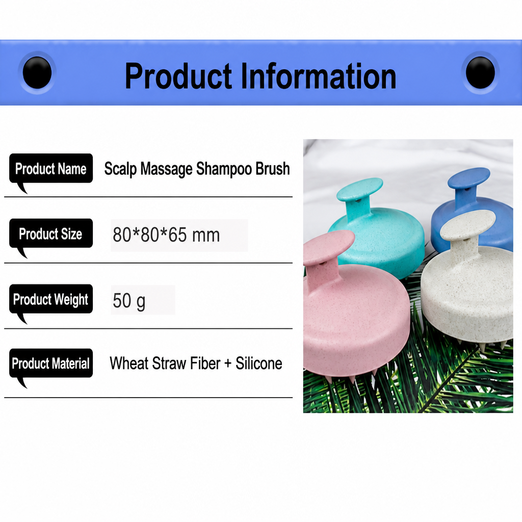 Scalp Massager Shampoo Brush – Eco Wheat Straw Silicone Scalp Scrubber Gentle Hair Care Brush