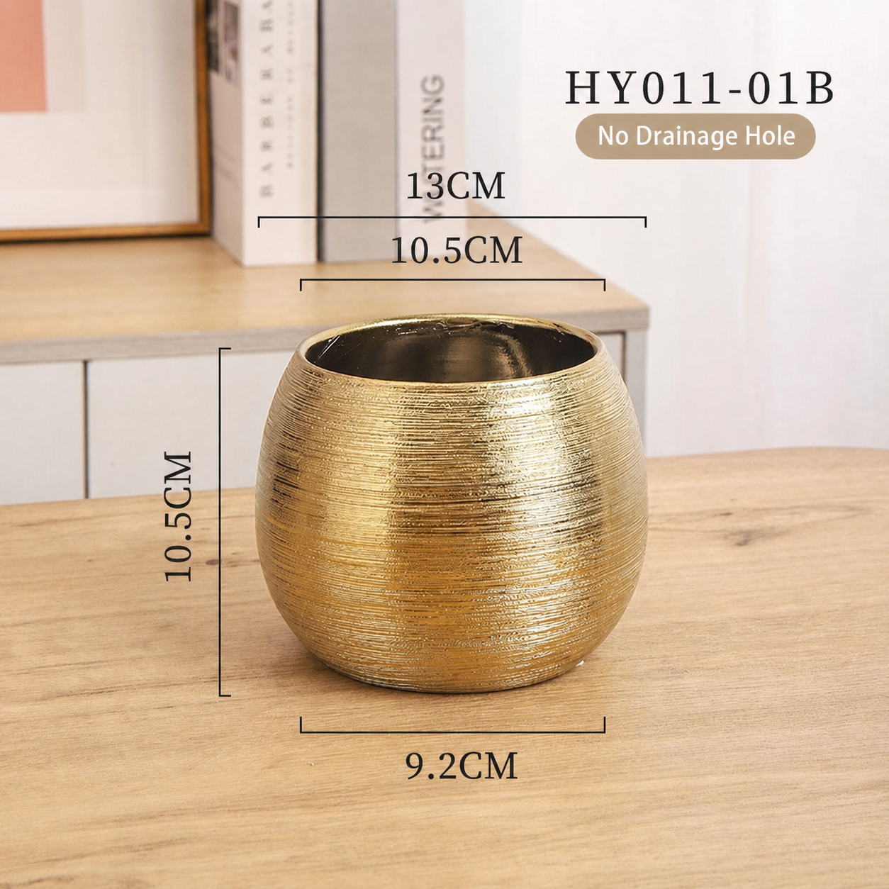 Luxury Gold Striped Ceramic Flower Pot