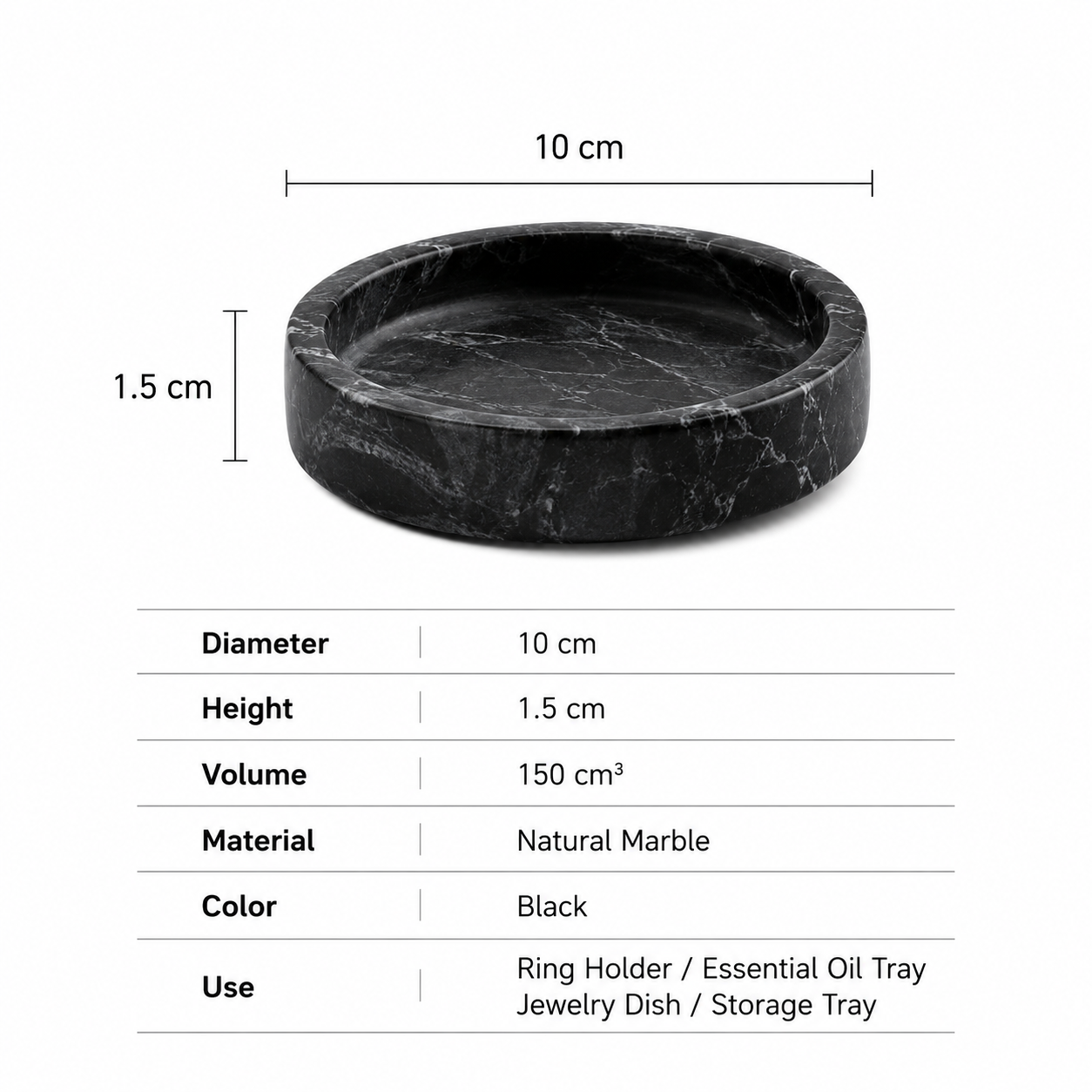 Natural Marble Vanity Tray – Ring, Jewelry & Essential Oil Holder