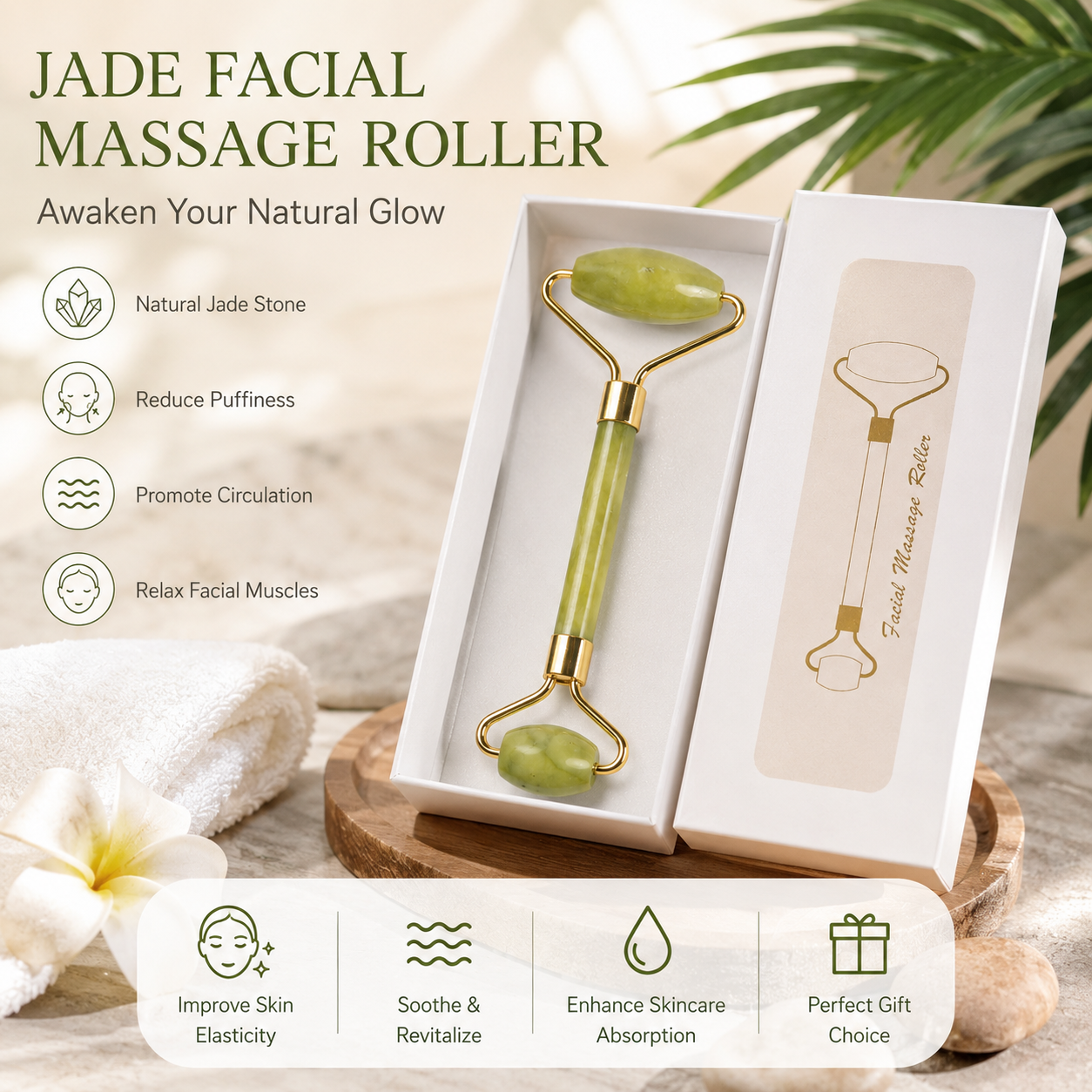 Natural Xiuyu Jade Facial Massage Roller