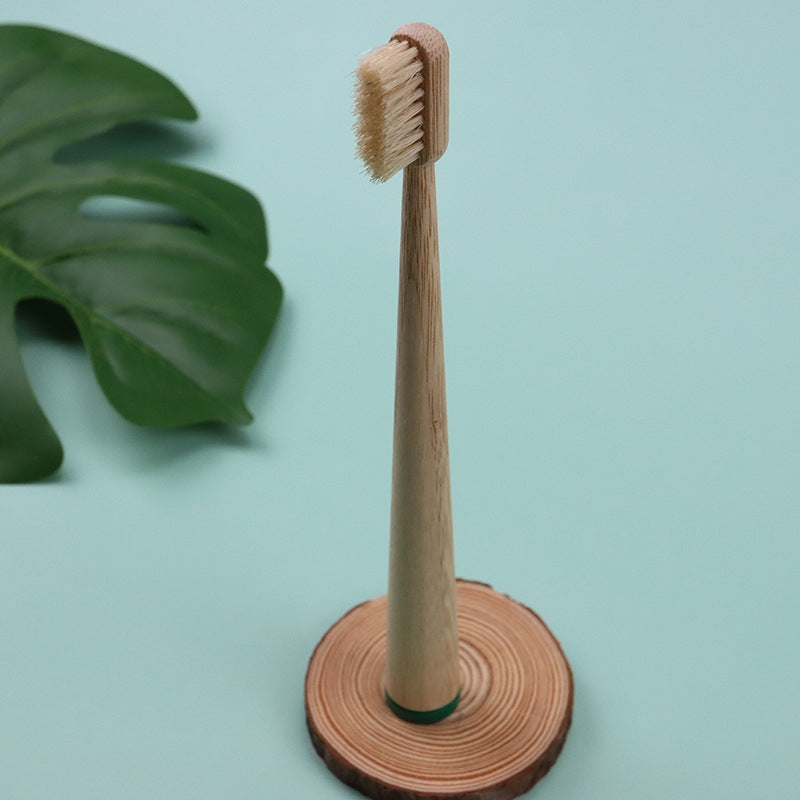 Natural Bamboo Toothbrush – Soft Bristles, Eco-Friendly Wooden Handle, Color-Coded Base
