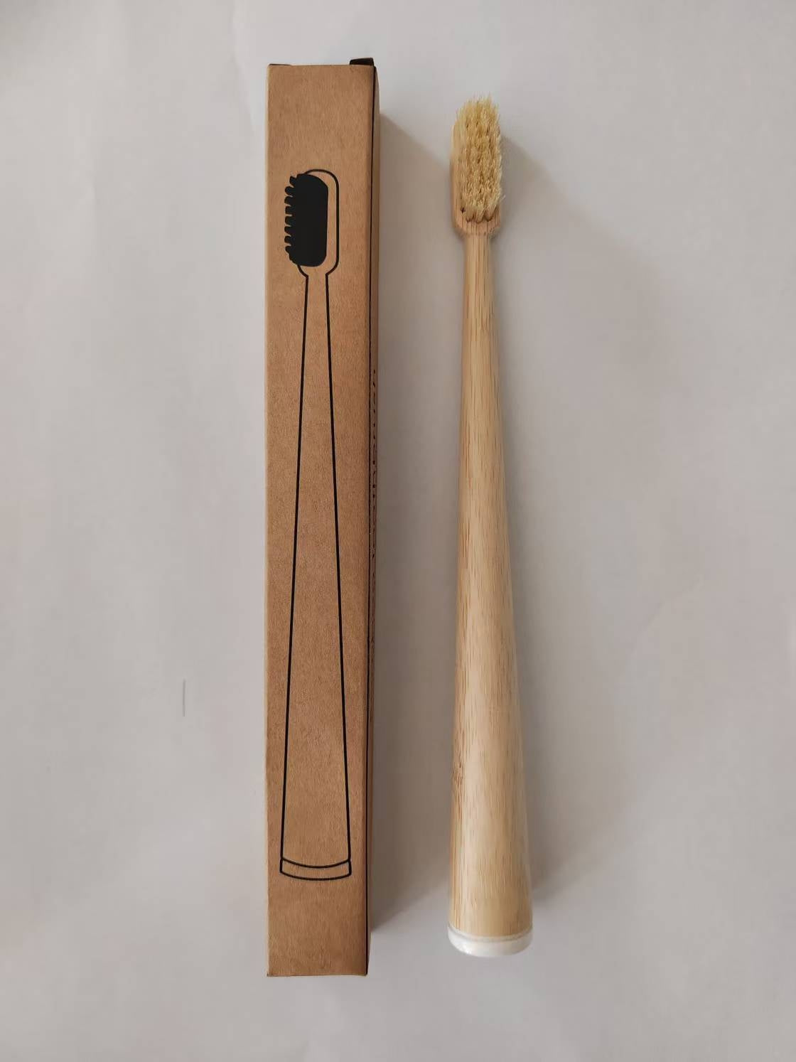 Natural Bamboo Toothbrush – Soft Bristles, Eco-Friendly Wooden Handle, Color-Coded Base