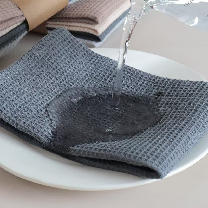 Cotton Waffle Dish Cloth Solid Color Kitchen Towel