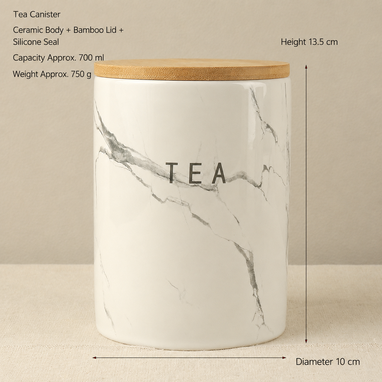 Marble Ceramic Storage Jar – 700ml Kitchen & Home Canister