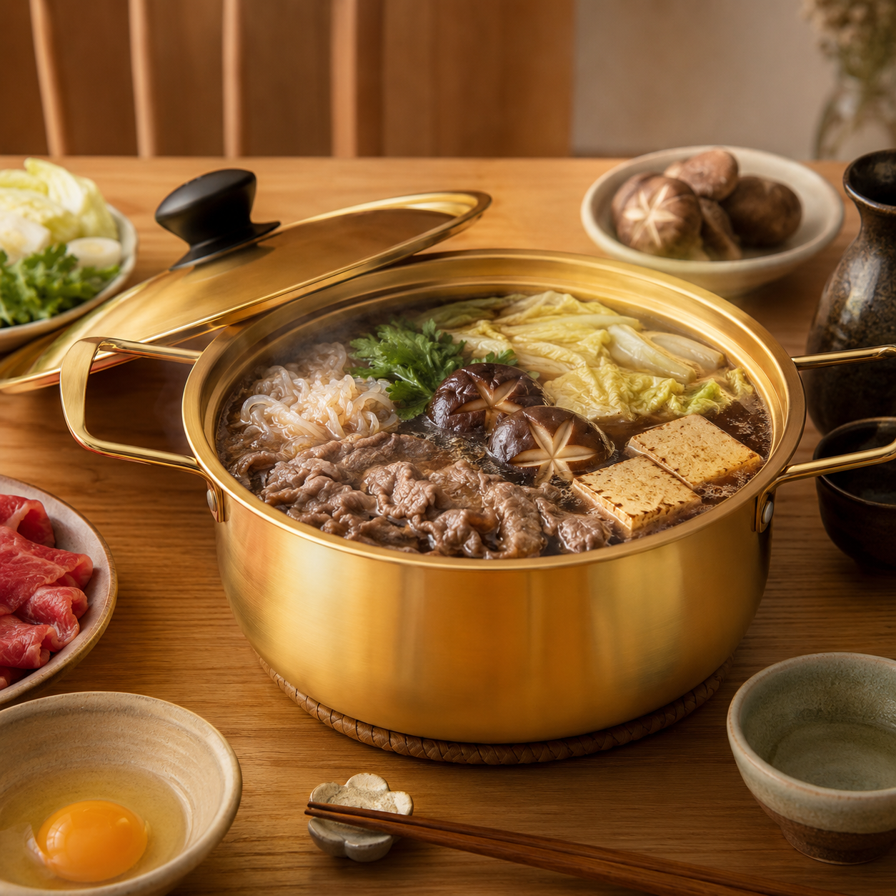 Gold Stainless Steel Hot Pot with Lid – Elegant Soup Pot Large Capacity Cooking Pot