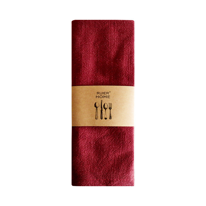 Japanese Style Solid Color Cotton Linen Napkin, Kitchen Tea Towel, Baking Cloth & Table Linen