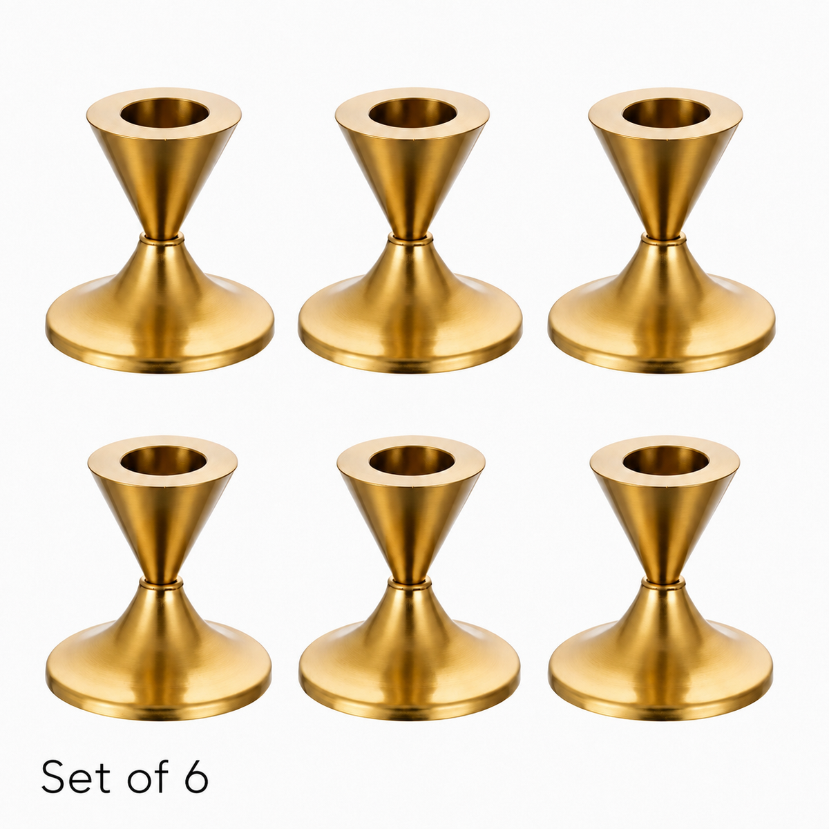 Gold Candle Holder Set – Metal Candlestick Holders, Set of 6 Elegant Candle Stands for Wedding Tables & Holiday Decor
