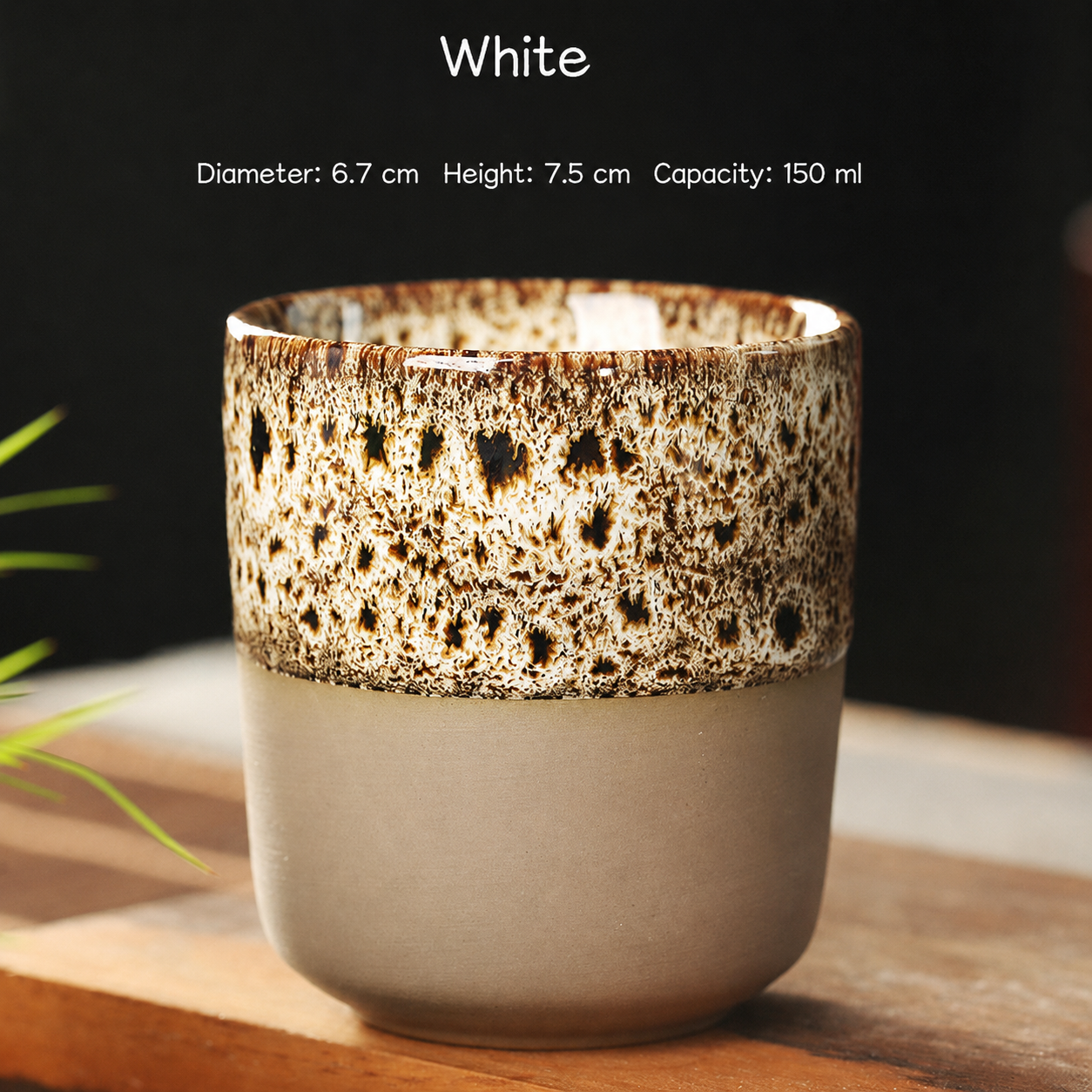 150ml Reactive Glaze Ceramic Cup – Handleless Tea & Coffee Tumbler for Espresso, Sake, Café, Restaurant, Office & Home Drinkware
