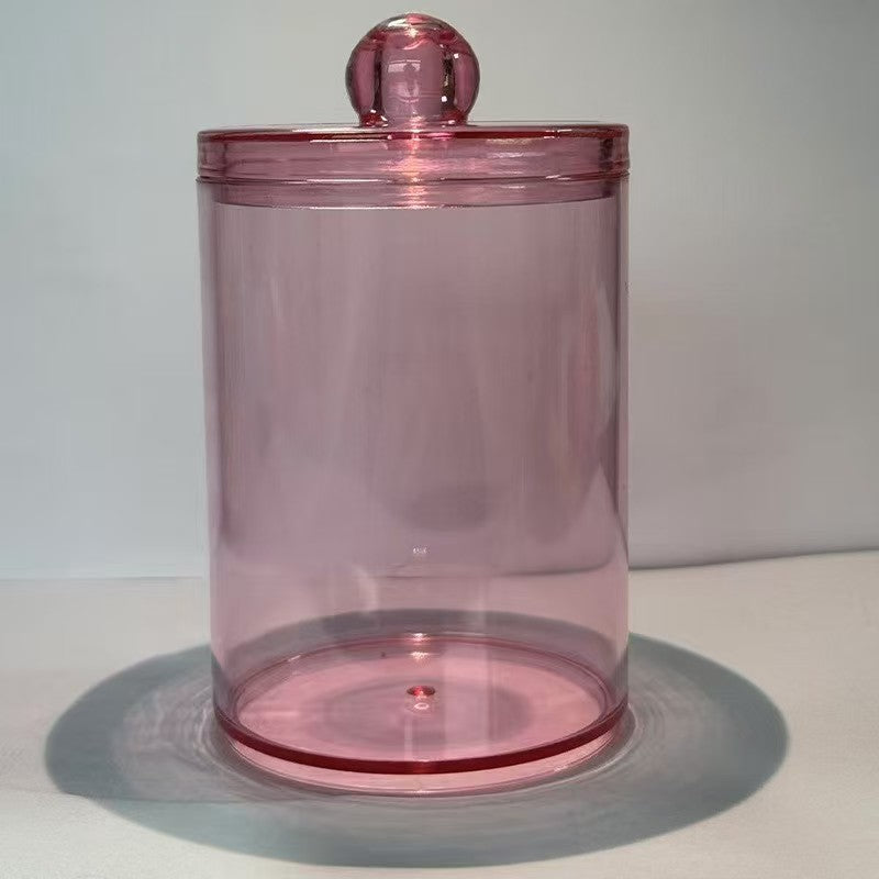 Clear Acrylic Cotton Swab Holder Storage Jar with Lid