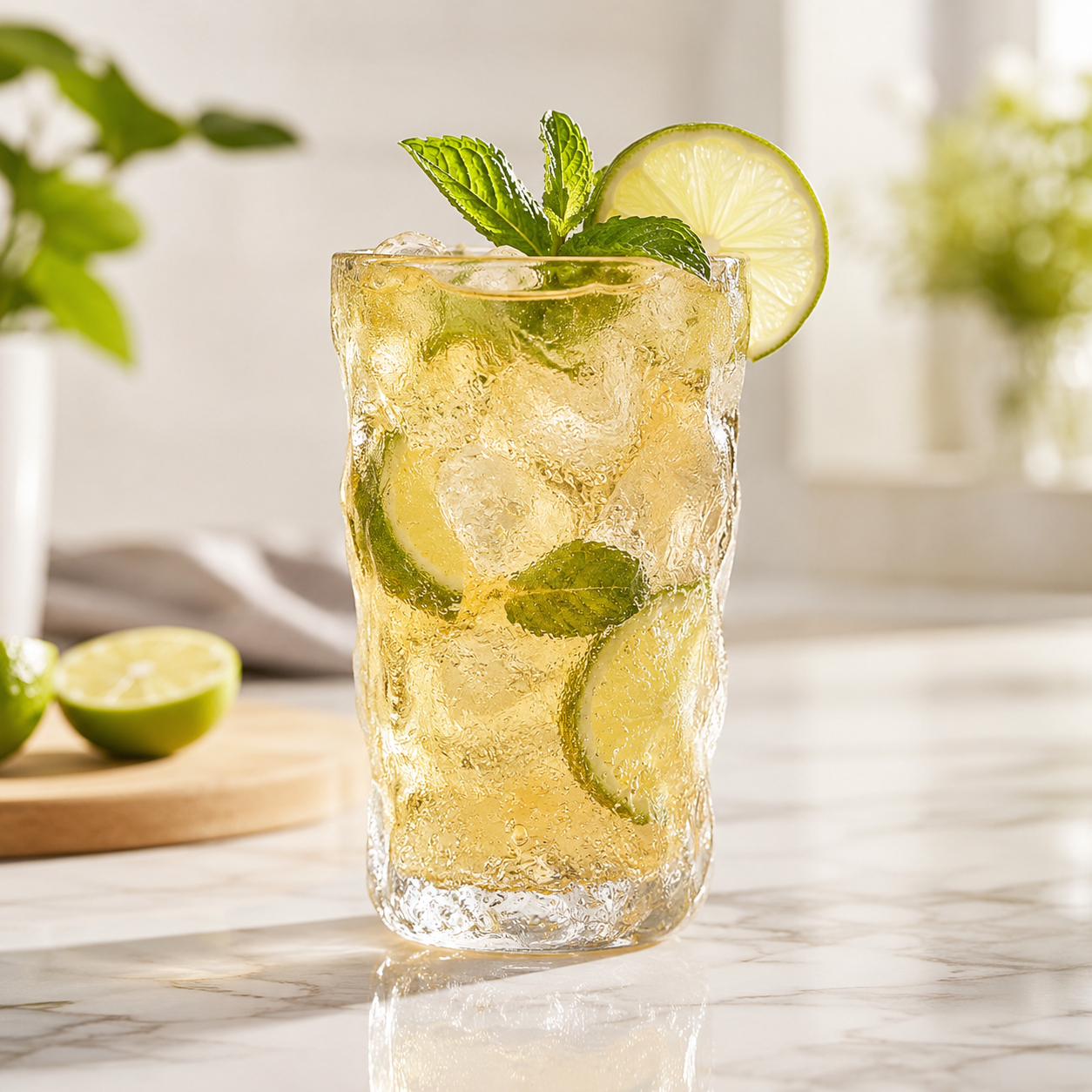 Textured Glacier Glass Tumbler, Irregular Wave Clear Drinking Glass Cup