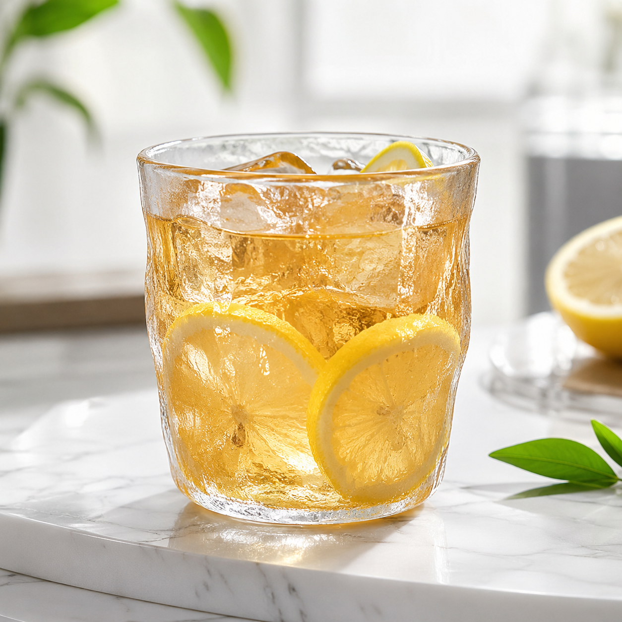 Textured Glacier Glass Tumbler, Irregular Wave Clear Drinking Glass Cup