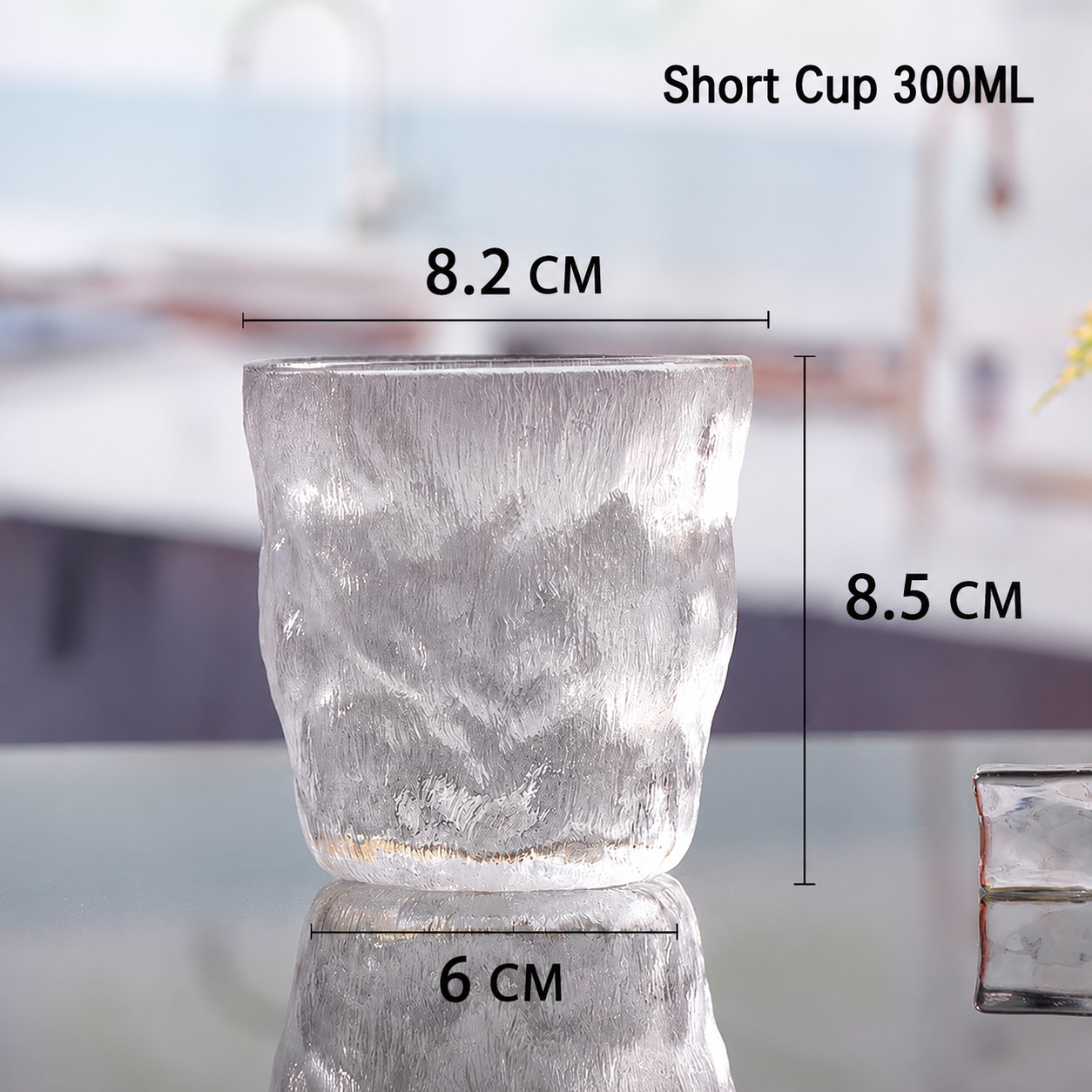 Textured Glacier Glass Tumbler, Irregular Wave Clear Drinking Glass Cup