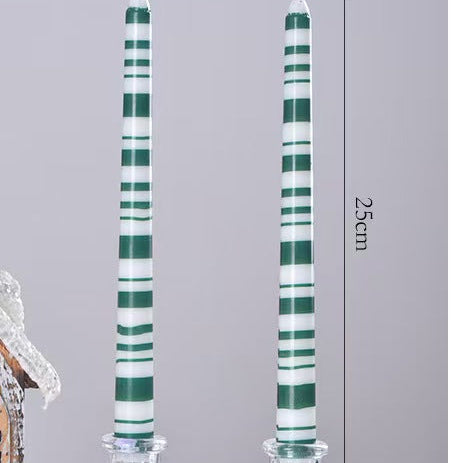 25cm Christmas Printed Taper Candles – Set of 2