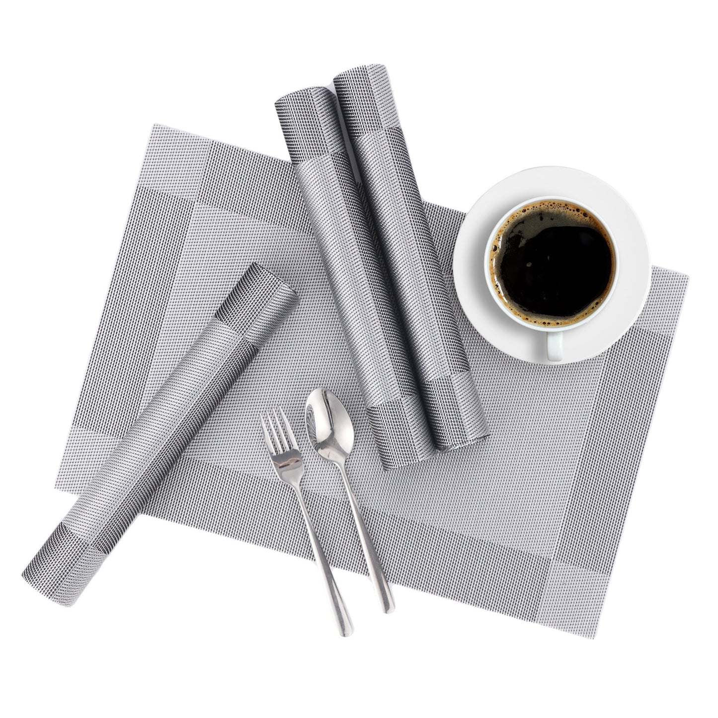 Eco-Friendly PVC Woven Placemats, Reusable Heat Resistant Non-Slip Dining Table Mats