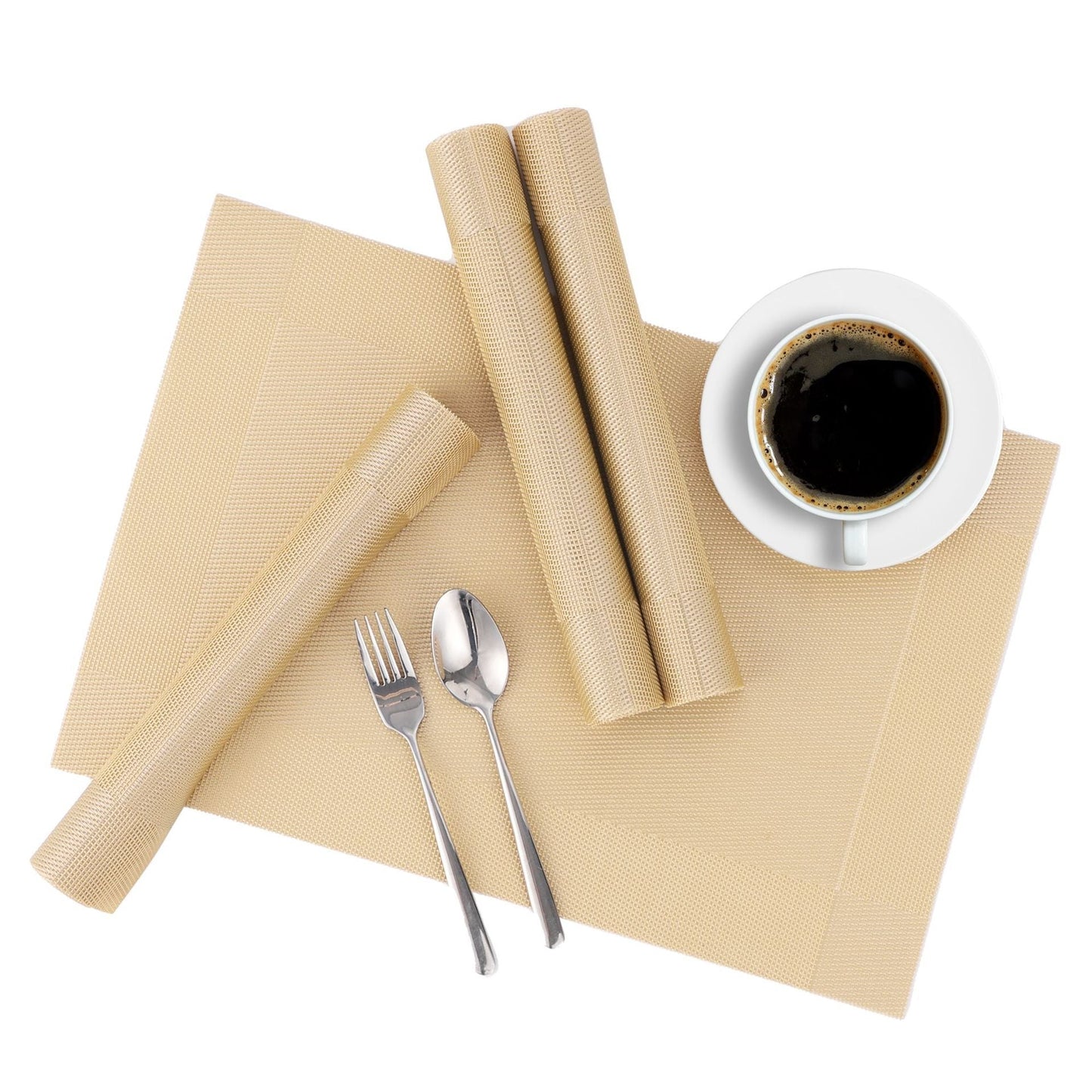 Eco-Friendly PVC Woven Placemats, Reusable Heat Resistant Non-Slip Dining Table Mats