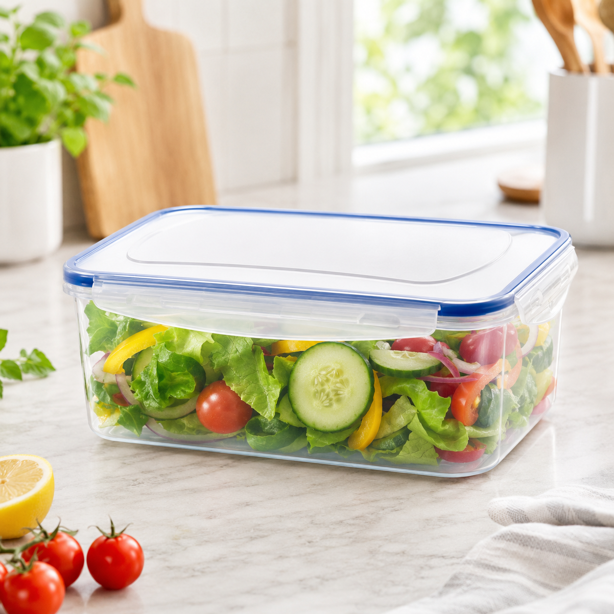 Food Grade PP Food Storage Containers with Locking Lids, Airtight Leakproof Kitchen Organizer