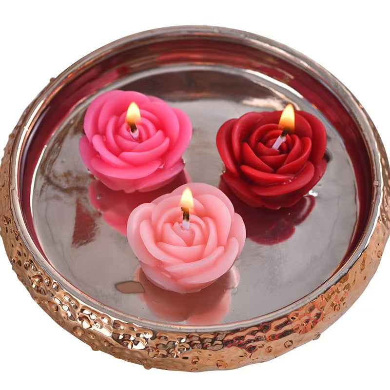 Handmade Mini Rose Flower Scented Candle Set
