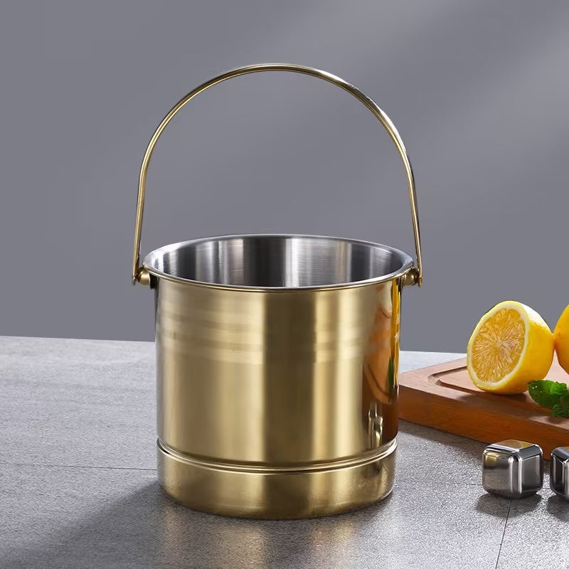 1.6L Stainless Steel Ice Bucket with Strainer & Handle
