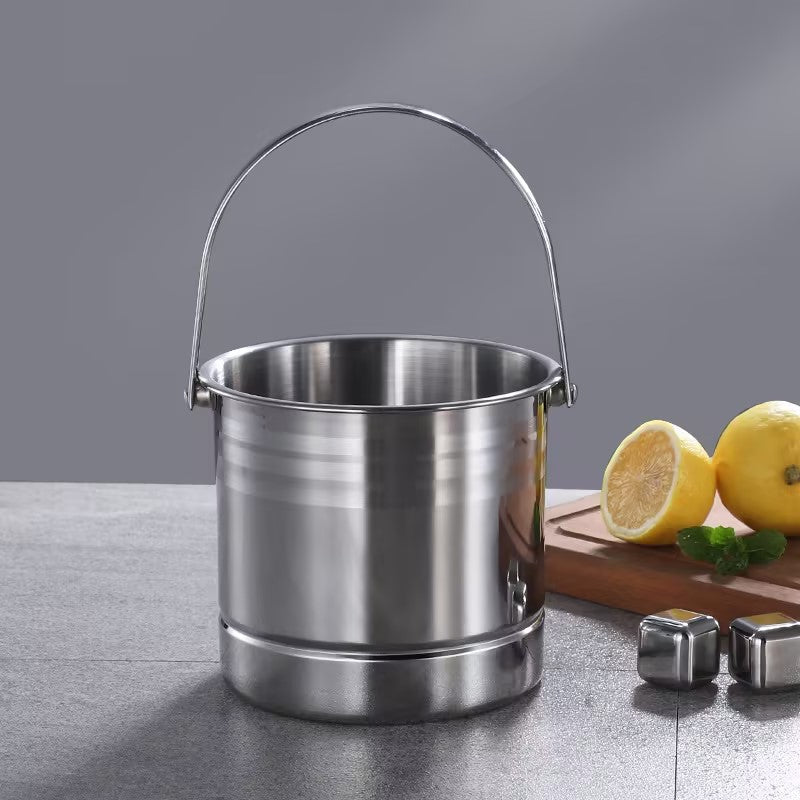 1.6L Stainless Steel Ice Bucket with Strainer & Handle