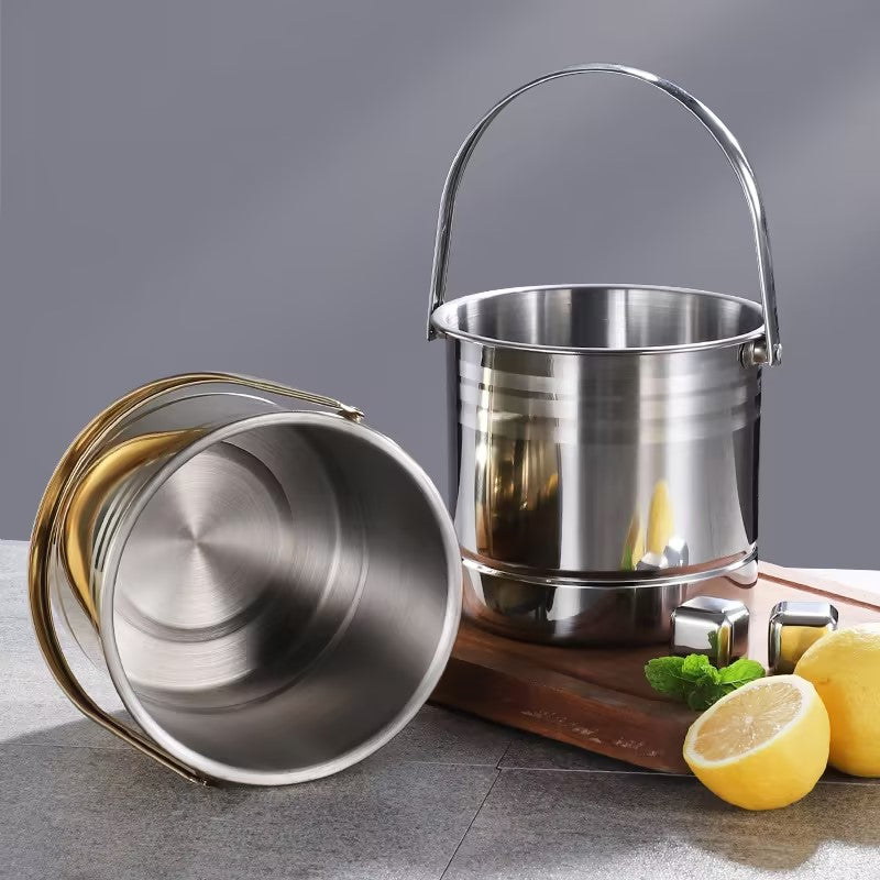 1.6L Stainless Steel Ice Bucket with Strainer & Handle