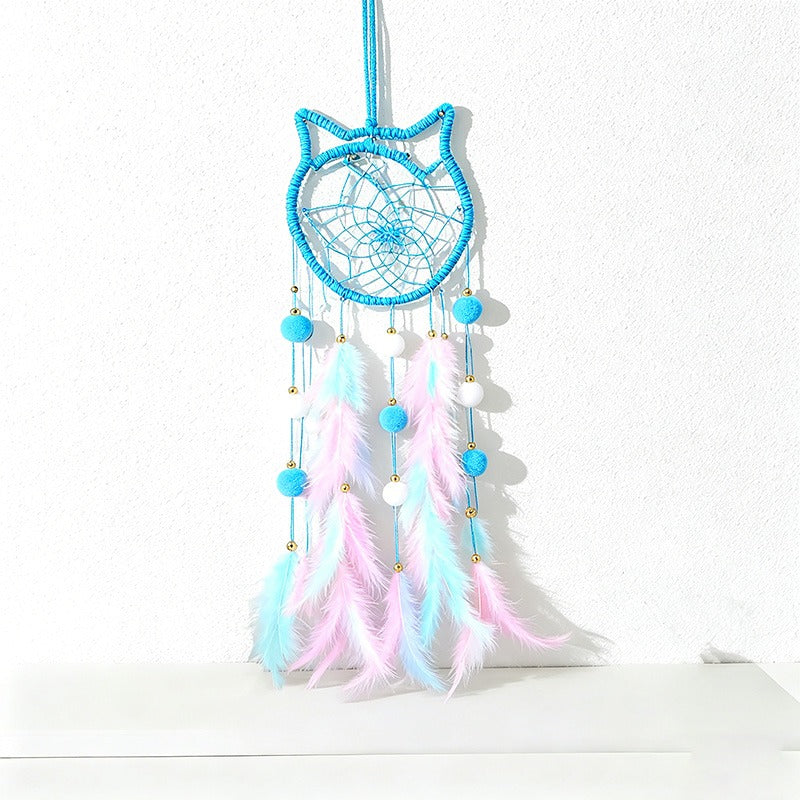 Boho Feather Dream Catcher – Handmade Moon Star Wall Hanging Decor
