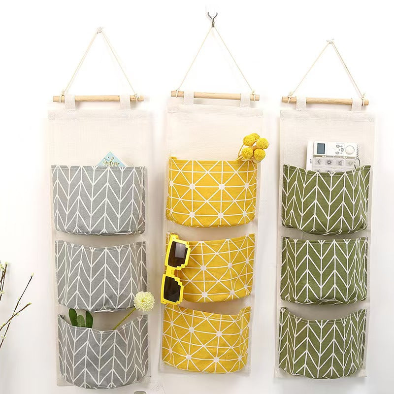 Waterproof Hanging Storage Bag Cotton Linen Wall Organizer