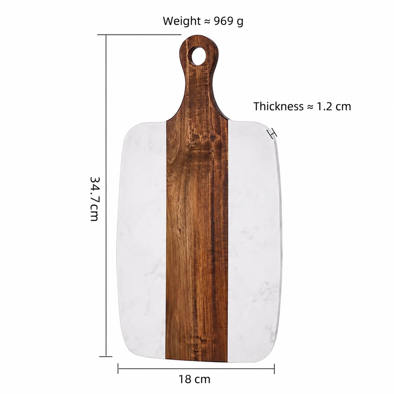Marble & Wood Cutting Board – Elegant Charcuterie Serving Board with Handle